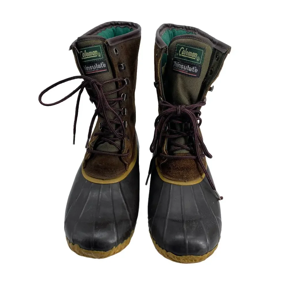 Men's Sz 10 COLEMAN Steel Shank Lace Up Duck Boots Thinsulate K998BR